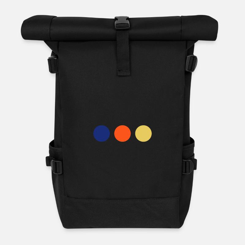 Minimal Circles Color Trio - Rolltop Rucksack - Schwarz