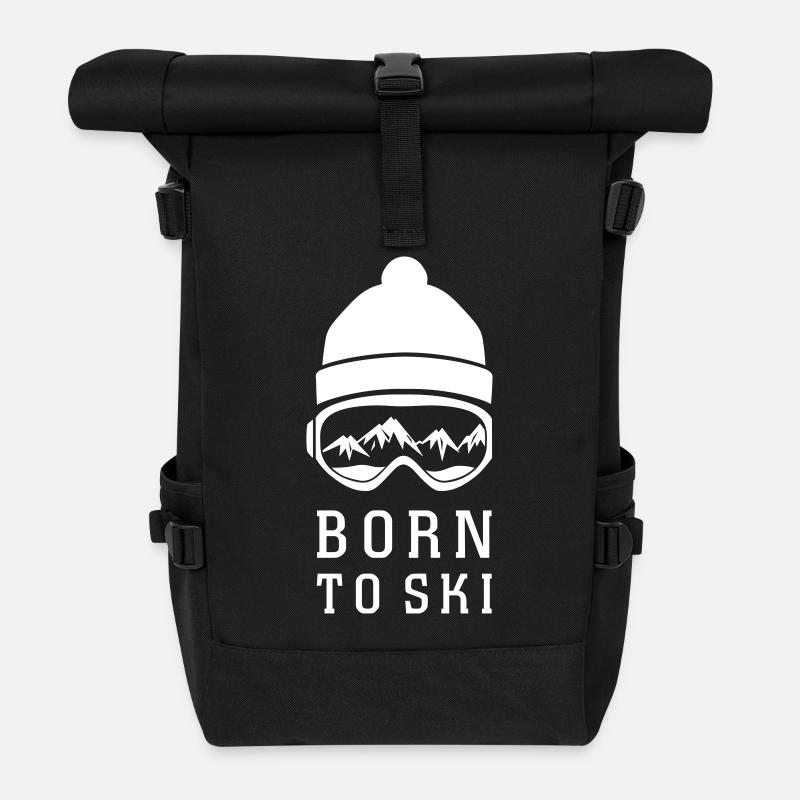 BORN TO SKI - Rolltop Rucksack - Schwarz