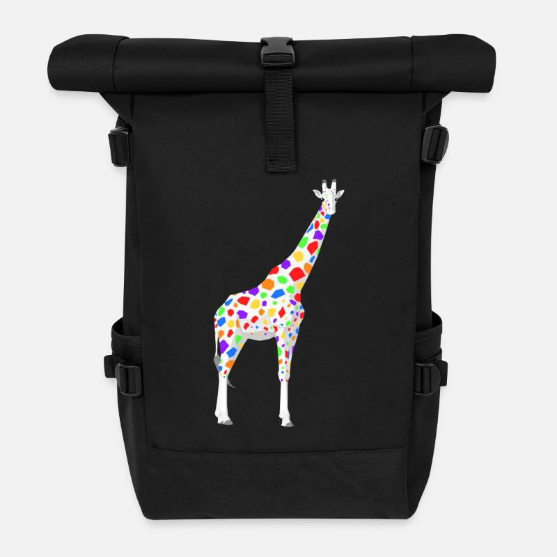 Colorful Giraffe - Rolltop Rucksack - Schwarz