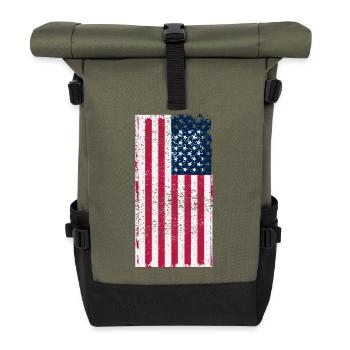 USA Flag - Roll Top Backpack - olive/black - Front