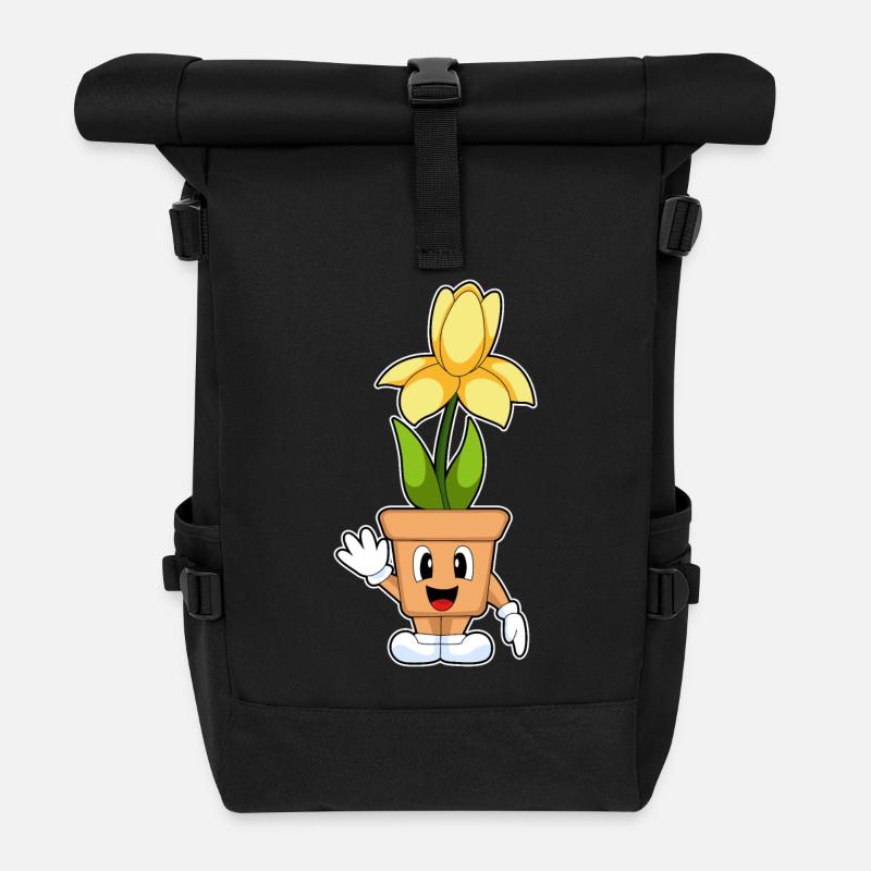 Blumentopf Narzisse Blumen - Rolltop Rucksack - Schwarz