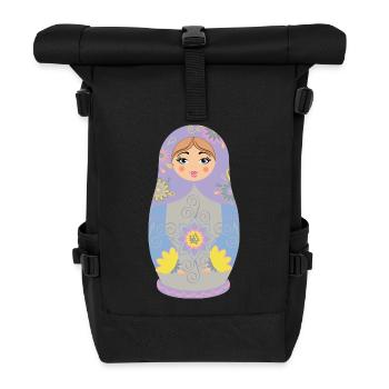 Farbige Matroschka Puppe Illustration - Rolltop Rucksack - Schwarz - Vorne