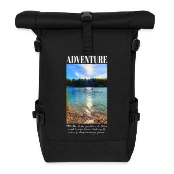 Abenteuer Leben - Kanufaher auf dem See - Rolltop Rucksack - Schwarz - Vorne