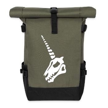 Crâne de licorne blanc - Sac à dos roll top - olive/noir - Devant