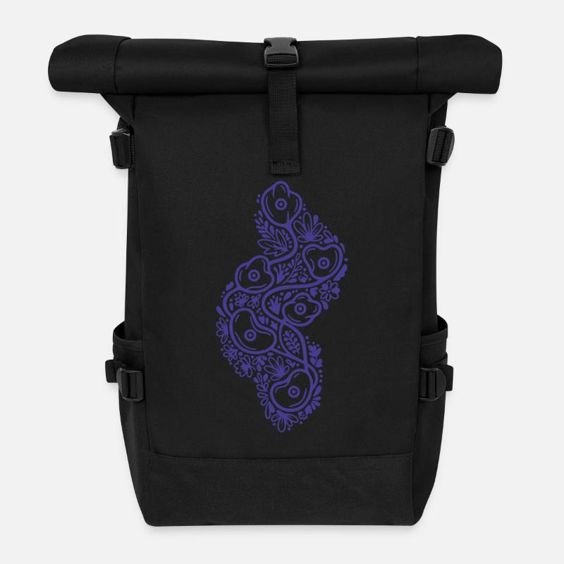Funny Floral Rock Climbing Adventure Design - Roll Top Backpack - black