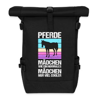 Reiten Pferdeliebhaber Reiterhof Pferde - Rolltop Rucksack - Schwarz - Vorne