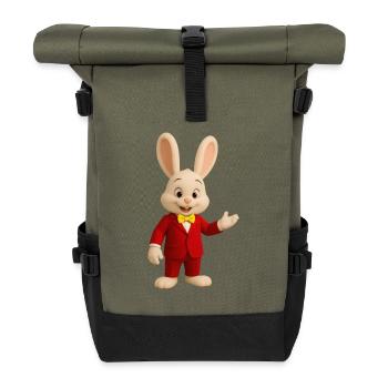 Häuptling Hase Gastgeber im roten Anzug - Rolltop Rucksack - Olive/Schwarz - Vorne