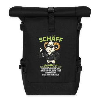 Schaf Spruch Schäff Lustig Geschenkidee Schafe - Rolltop Rucksack - Schwarz - Vorne