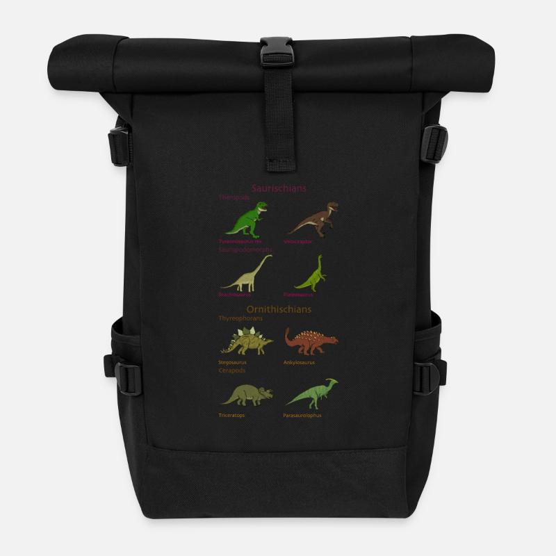 Dinosaur Classification - Roll Top Backpack - black