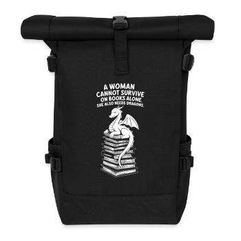 Livres et dragons – Design fantastique parfait - Sac à dos roll top - noir - Devant