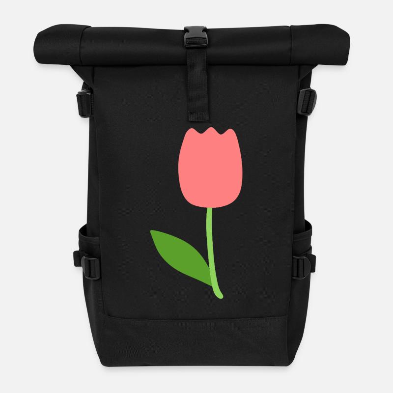 Tulpenblüte - Rolltop Rucksack - Schwarz