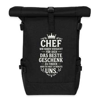 best gift coworker office - Roll Top Backpack - black - Front