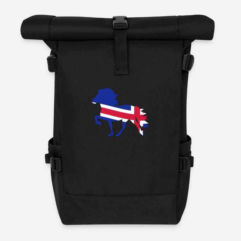Islandpferd Flagge - Rolltop Rucksack - Schwarz