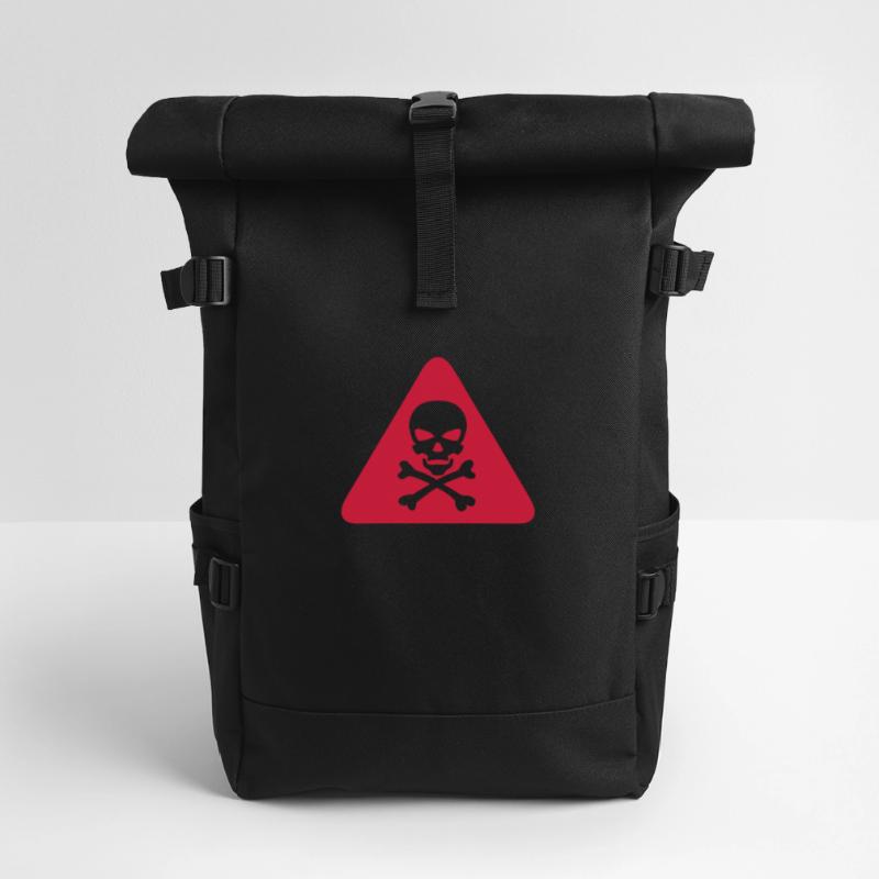 skull danger triangle panel 280) Roll Top Backpack