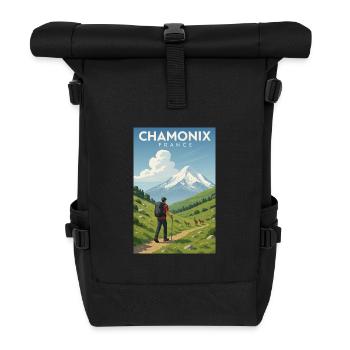 Alpenwanderer vor Mont Blanc - Rolltop Rucksack - Schwarz - Vorne