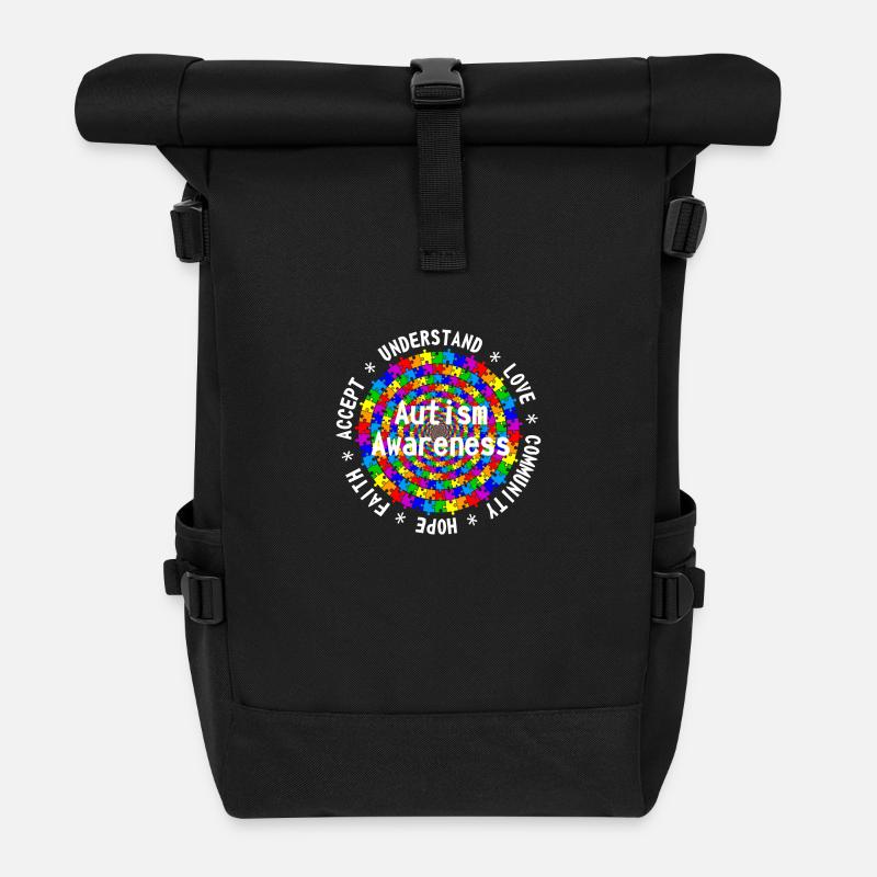 Autism Awareness - Rolltop Rucksack - Schwarz