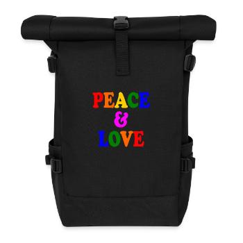 Peace and love - Roll Top Backpack - black - Front