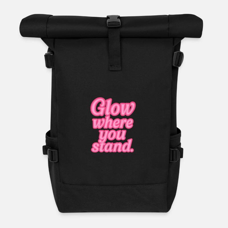 Brille là où tu te tiens, néon disant - Sac à dos roll top - noir