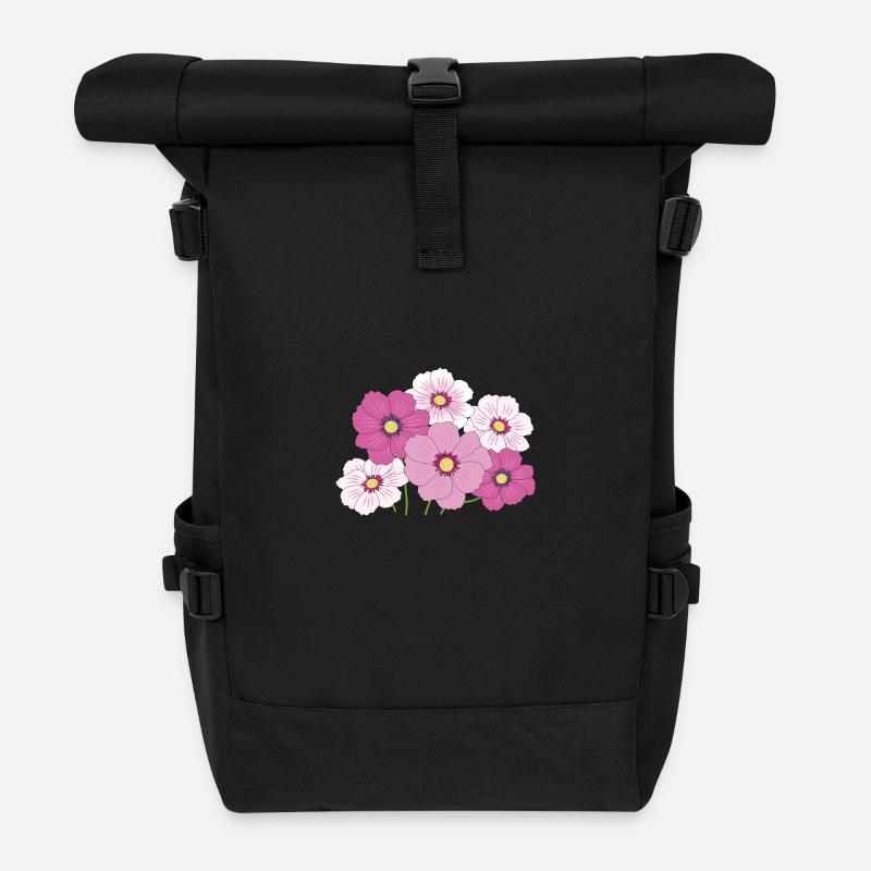 Blumen - Rolltop Rucksack - Schwarz