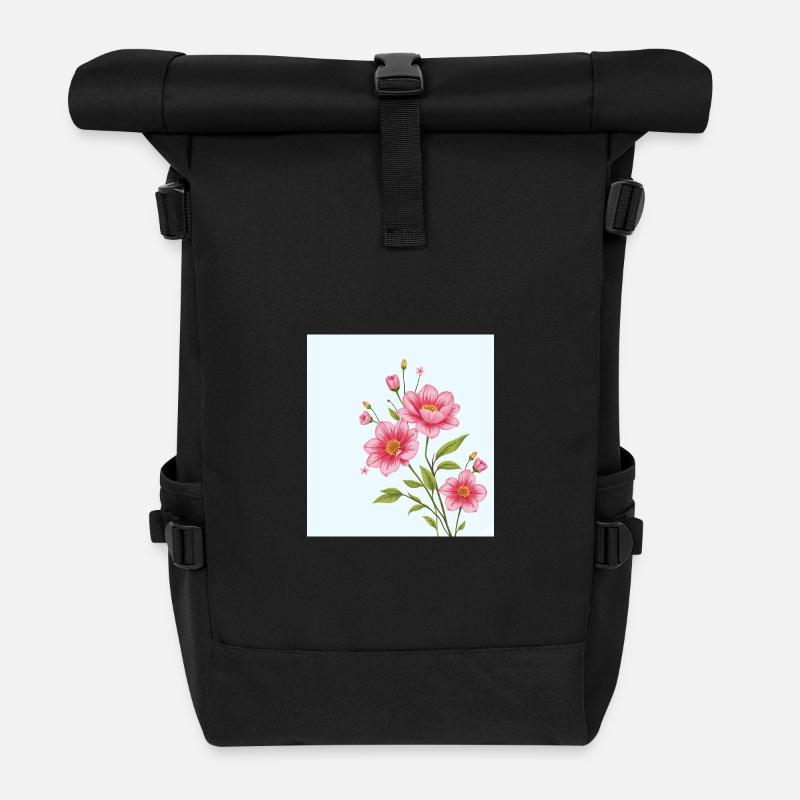 Fleur - Sac à dos roll top - noir