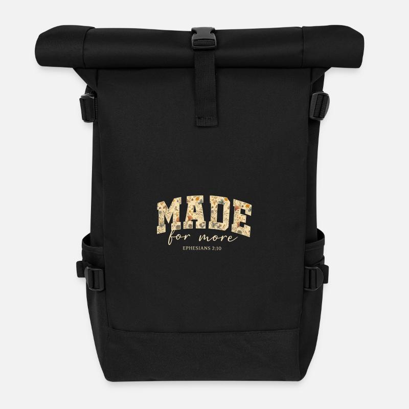 Made for More Bible Quote Blossoms - Roll Top Backpack - black
