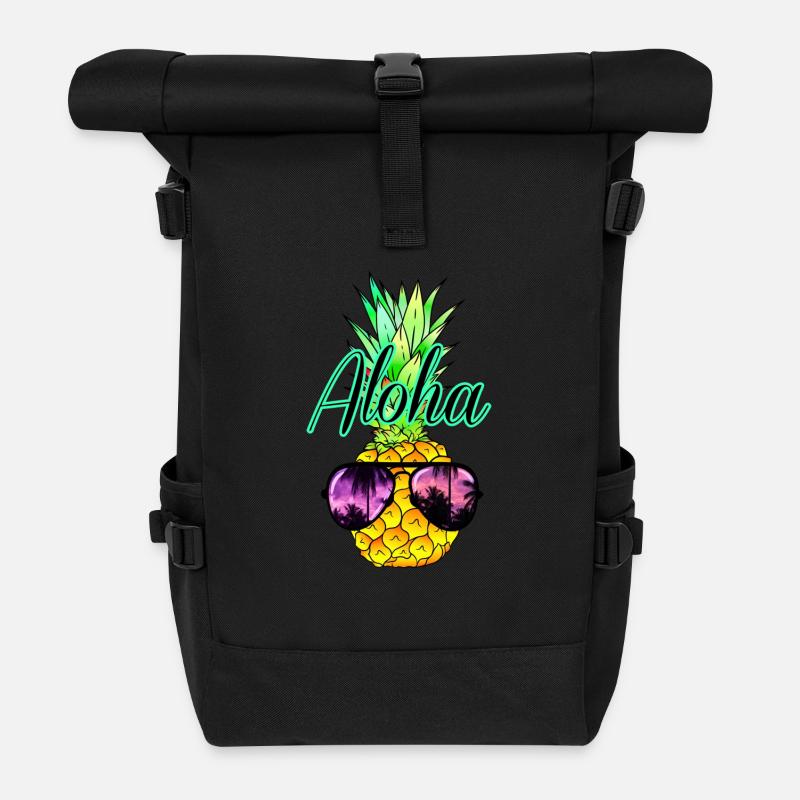 Ananas Aloha - Rolltop Rucksack - Schwarz
