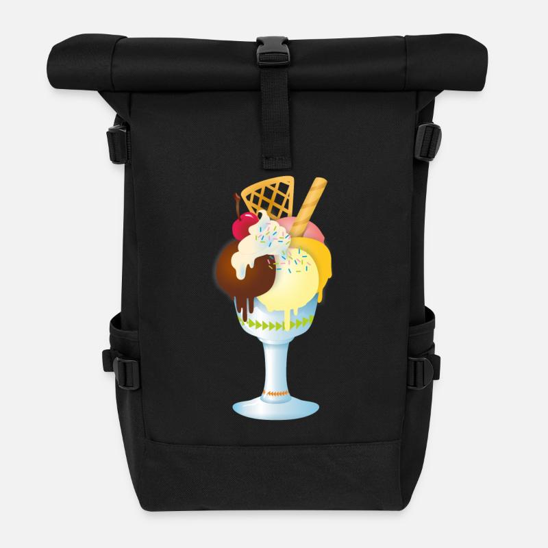 Eiscreme - Rolltop Rucksack - Schwarz