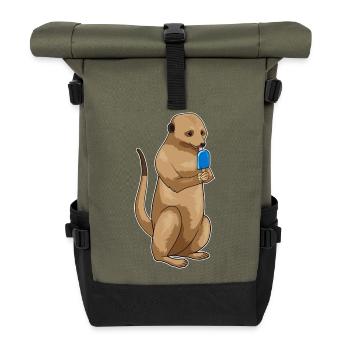 Erdmännchen Eis am Stiel - Rolltop Rucksack - Olive/Schwarz - Vorne