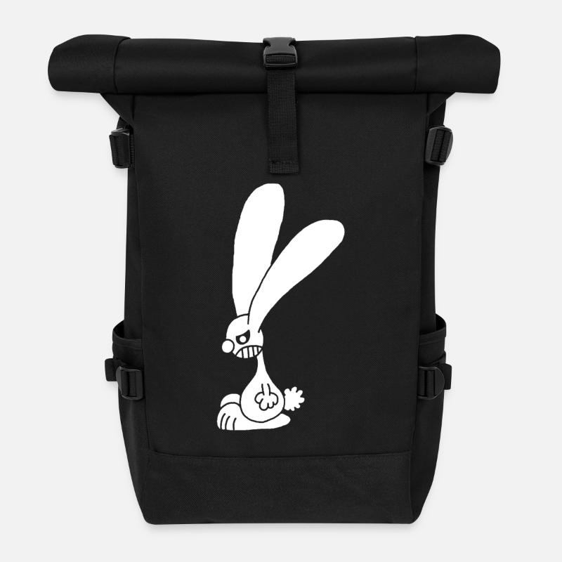 Lapin blanc grognon - Sac à dos roll top - noir