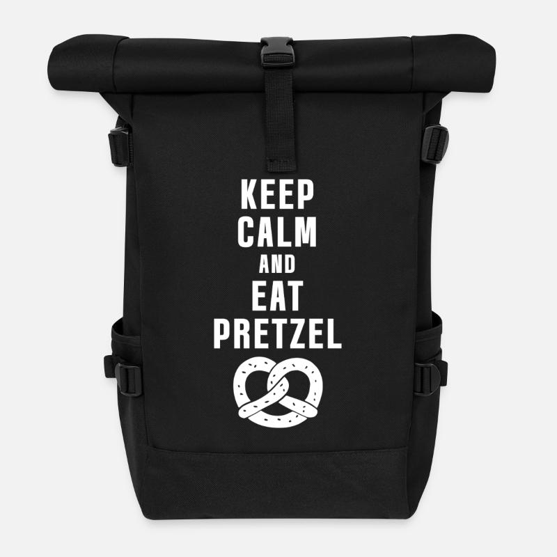Keep Calm and Eat Pretzel - Funny Brezel - Rolltop Rucksack - Schwarz