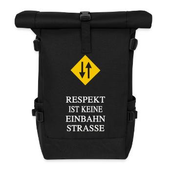 Respekt beginnt auf Augenhöhe - Rolltop Rucksack - Schwarz - Vorne