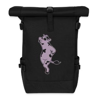 Elegant Cow Model Silhouette Farm - Roll Top Backpack - black - Front