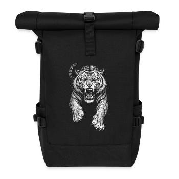 Tiger wild cat Raubtier cool Skizze Zeichnung - Rolltop Rucksack - Schwarz - Vorne