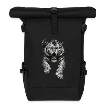 Tigre Croquis Dessin Noir Blanc Prédateur Sauvage - Sac à dos roll top - noir - Devant