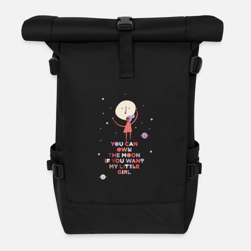 Moondream for Girls – Own the Moon - Roll Top Backpack - black