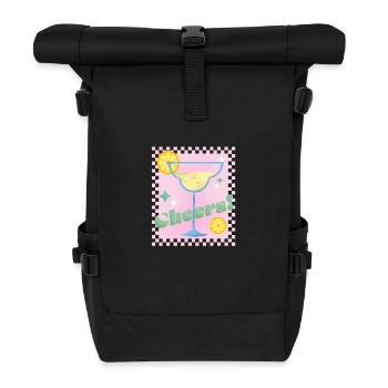 Cocktail - Pink - Rolltop Rucksack - Schwarz - Vorne