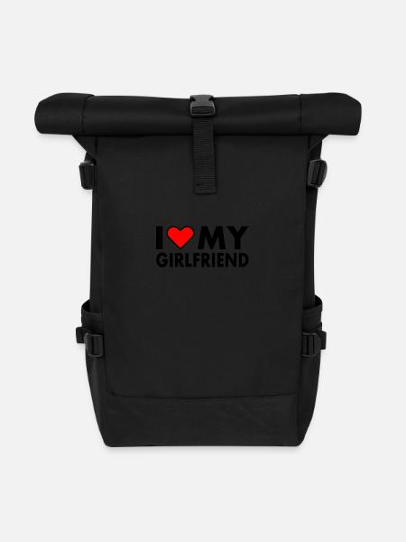 I love my girlfriend - Rolltop Rucksack - Schwarz