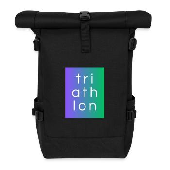 Triathlon - Schönes Desing mit Neon-Farben - Rolltop Rucksack - Schwarz - Vorne