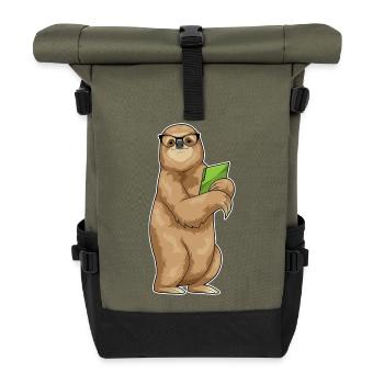 Faultier Sekretärin Ordner Büro - Rolltop Rucksack - Olive/Schwarz - Vorne