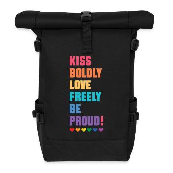 LGBTQ Pride Month - Kiss Boldly, Love Freely - Roll Top Backpack - black - Front