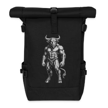 Mythische Minotaurus-Tinte Illustration - Rolltop Rucksack - Schwarz - Vorne