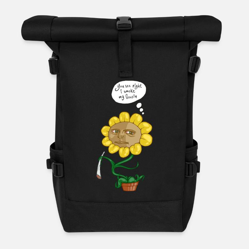 Sonnenblume Gesichtswitz - Rolltop Rucksack - Schwarz