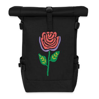 Rose Bloom Folk-Palette - Rolltop Rucksack - Schwarz - Vorne