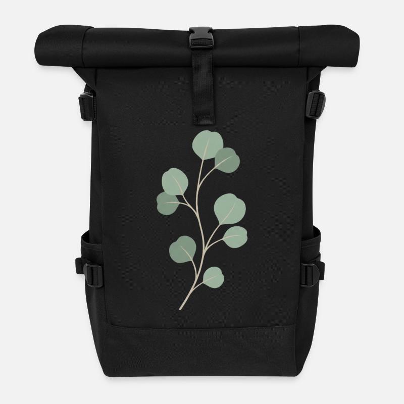 Rameau de feuille d’eucalyptus - Sac à dos roll top - noir