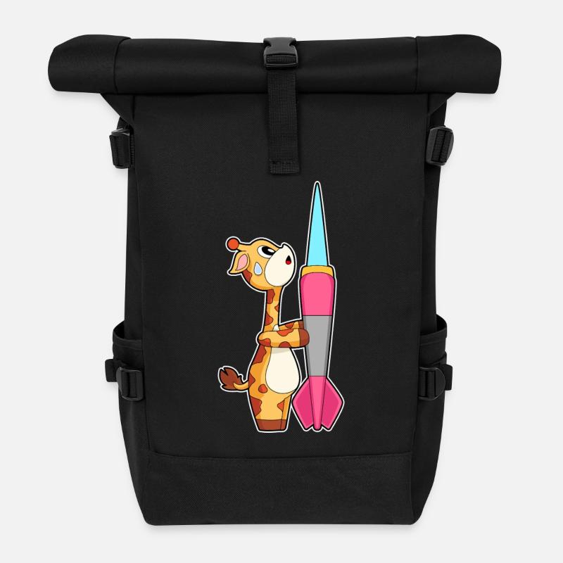 Giraffe Dart Dartpfeil Sport - Rolltop Rucksack - Schwarz
