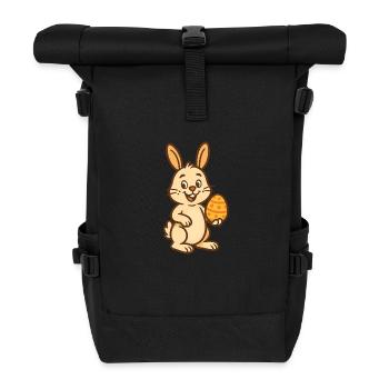Osterhase mit Osterei, Osterhase - Rolltop Rucksack - Schwarz - Vorne