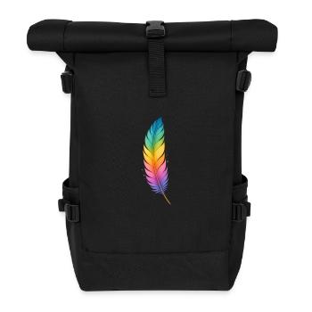 Plume colorée - Puissance douce de couleur arc-en-ciel - Sac à dos roll top - noir - Devant