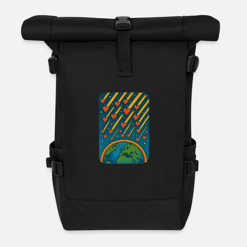 Heartbeats - Roll Top Backpack - black