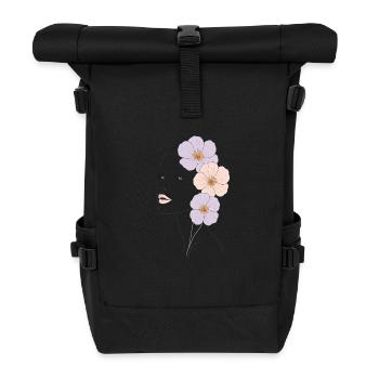 Blütenpoesie – Line Art Femininity - Rolltop Rucksack - Schwarz - Vorne