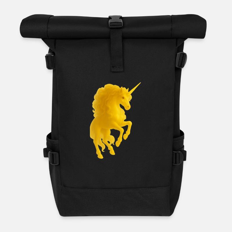 Goldenes Einhorn - Rolltop Rucksack - Schwarz